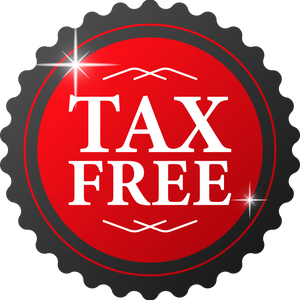 Tax free red rubber stamp on white background. Realistic obj