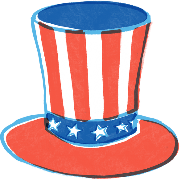 Hand Painted 4th of July Top Hat 